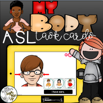 Preview of American Sign Language BODY PARTS   Boom Cards™  Distance Learning