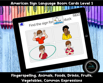 Preview of American Sign Language Boom Cards Flash Cards: My First Signs: Level 1 Signs