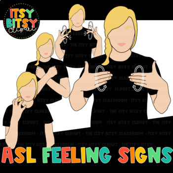 Preview of ASL Clipart - Feelings and Emotions American Sign Language Clipart