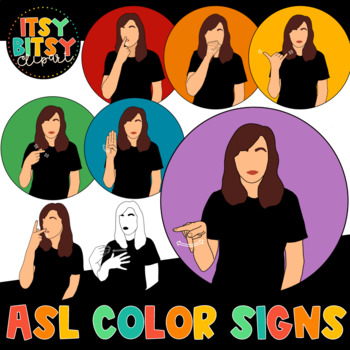 Preview of ASL Clipart - Color Words American Sign Language Full Body Clipart