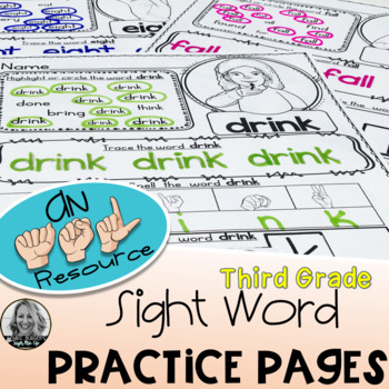 Preview of American Sign Language  Worksheets THIRD GRADE