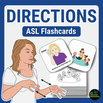 Preview of American Sign Language Directions Flashcards Classroom Management Visual Cards