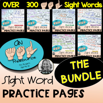 Preview of American Sign Language Worksheets Sight Word  BUNDLE
