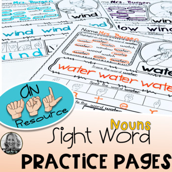 Preview of American Sign Language Worksheets  NOUNS