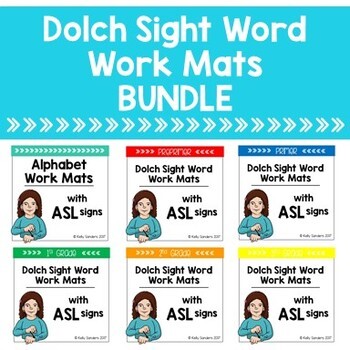 Preview of American Sign Language Dolch Sight Word Work Mats BUNDLE