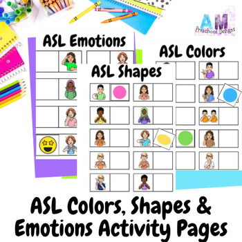 Preview of American Sign Language Emotions Colors and Shapes Activies ASL for Preschoolers