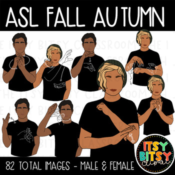 Preview of ASL Clipart - Fall Autumn Clipart American Sign Language Season Vocabulary