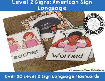 Preview of American Sign Language Flash Cards: ASL level 2 vocabulary words
