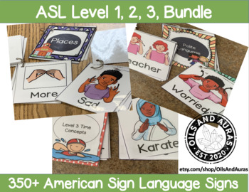 Preview of American Sign Language Flash Cards: Level 1, 2, 3, BUNDLE DISTANCE LEARNING