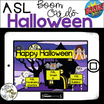 Preview of American Sign Language Halloween BOOM CARDS™ Distance Learning