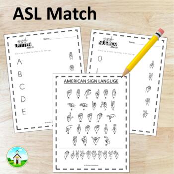 Preview of American Sign Language Letter & Number Match Bundle