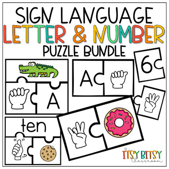 Preview of Letter Number Puzzles American Sign Language Phonics Number Sense BUNDLE