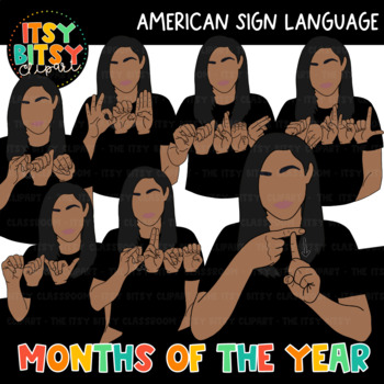 Preview of ASL Clipart - Months of the Year American Sign Language Clipart 