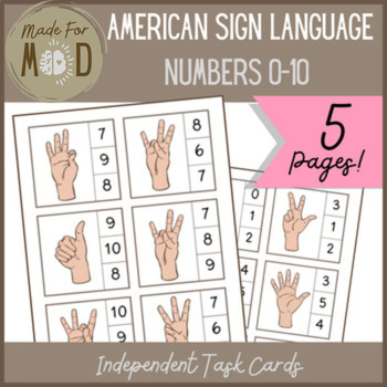 Preview of American Sign Language Numbers 0-10 | Task Cards | Activities | ASL | Speech