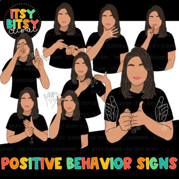 Preview of ASL Clipart Positive Behavior Vocabulary Positive Traits and Affirmations