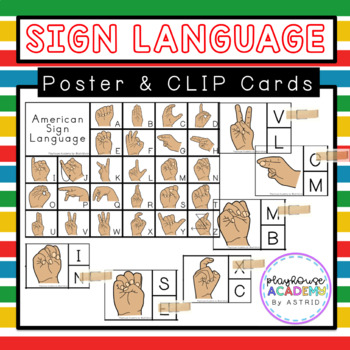 American Sign Language Poster & Clip Cards by Playhouse Academy | TpT