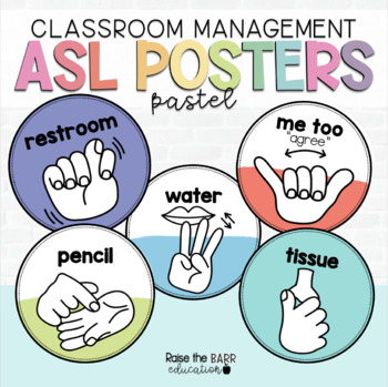 Preview of American Sign Language Posters | ASL | Classroom Management Tool | Pastel Decor