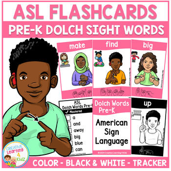 Preview of American Sign Language Pre-K Dolch Sight Words ASL Flashcards