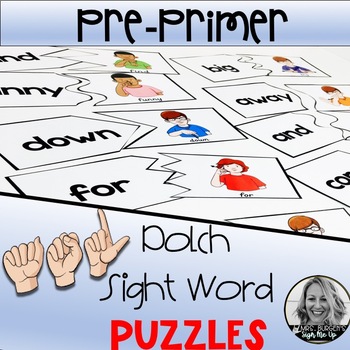Preview of American Sign Language Preprimer Dolch Sight Word Puzzles
