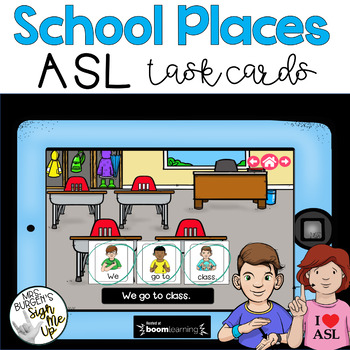 Preview of American Sign Language School Places Boom Cards™  Distance Learning