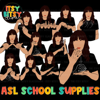 Preview of ASL Clipart - School Supply American Sign Language Clipart
