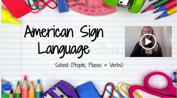 Preview of American Sign Language - School Vocabulary Google Presentation with VIDEOS!