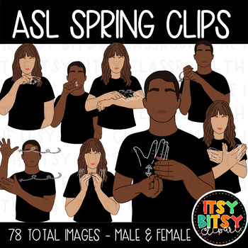 Preview of ASL Clipart - Spring Clipart American Sign Language Season Vocabulary