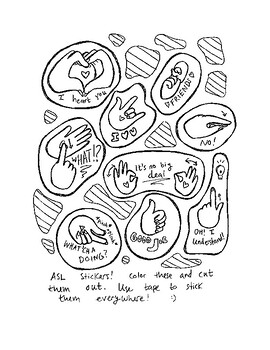 Preview of American Sign Language Stickers B&W Activity / Rewards :)
