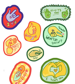 Preview of American Sign Language Stickers In Color FREE :)