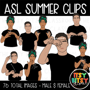 Preview of ASL Clipart - Summer Clipart American Sign Language Season Clipart