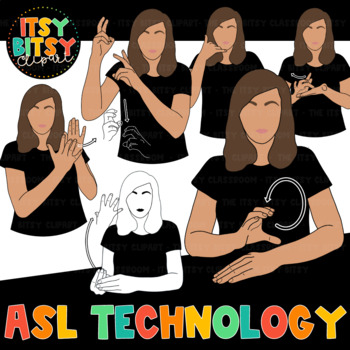 Preview of ASL Clipart - Technology Words American Sign Language Clipart
