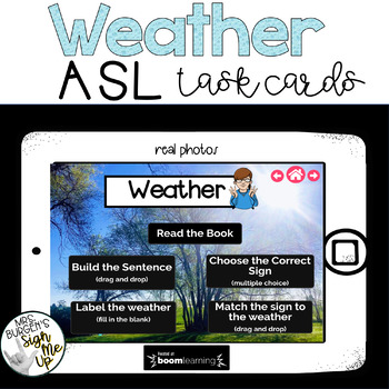 Preview of American Sign Language WEATHER Boom Cards™   Distance Learning