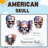 American Skulls Clipart PNG, Flag Bundle Digital and Print