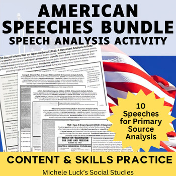 Preview of American Speeches Speech Document Analysis for U.S. History BUNDLED SET!