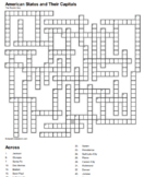 American States and their Capitals crossword puzzle