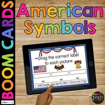 Preview of American Symbols BOOM CARDS™ Distance Learning US Symbols Digital Task Cards