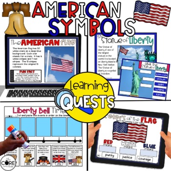 Preview of American Symbols Lessons - Statue of Liberty, Liberty Bell, US Flag, Bald Eagle