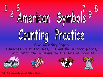Preview of American Symbols Counting Practice for Kindergarten- Veterans Day