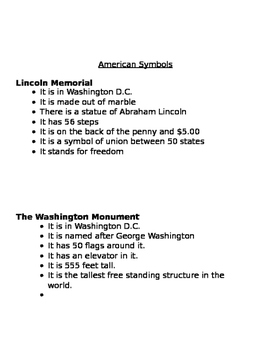 Preview of American Symbols Facts
