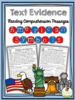 Preview of American Symbols - Finding Text Evidence Reading Comprehension Passages