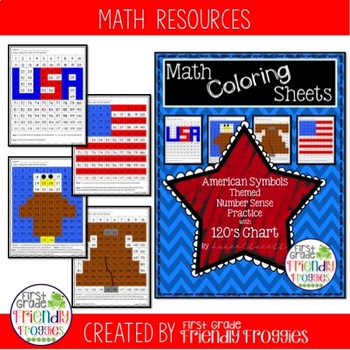 Preview of Math Coloring Sheets-  American Symbols Theme - Number Sense with 120s Chart