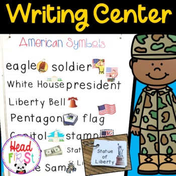 Preview of American Symbols Vocabulary Words and Picture Cards for Writing Center ESL