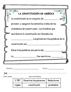 Preview of Constitution & American Symbols: Pledge of Allegiance, Chart, Foldable - Spanish