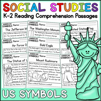 Preview of American Symbols Social Studies Reading Comprehension Passages K-2
