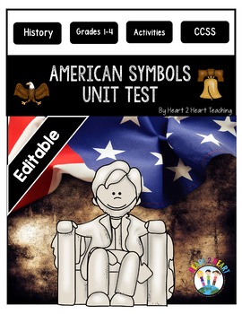 Preview of American Symbols Test (Quiz) American Symbols Assessment Worksheet {Editable}