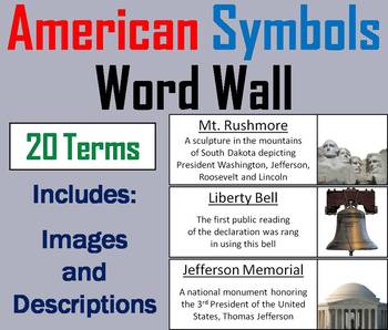 Preview of American Symbols Word Wall Cards: White House, Statue of Liberty Bell Bald Eagle