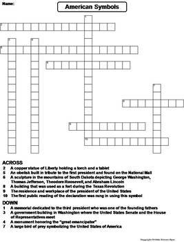 american crossword symbols worksheet puzzle