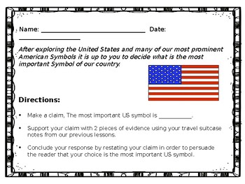 Preview of American Symbols- Writing Assessment
