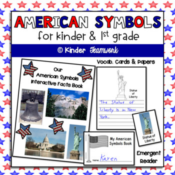 Preview of American Symbols - emergent reader, vocab cards, writing.