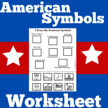 American US Symbols Worksheet | Kindergarten 1st 2nd 3rd Grade | TPT